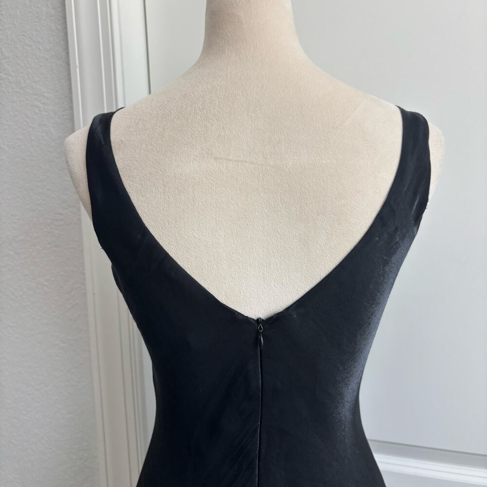 Vintage 90s Black Cowl Neck Maxi Dress Size 6 Fits XS Satin Liquid Silk Look - Picture 12 of 16